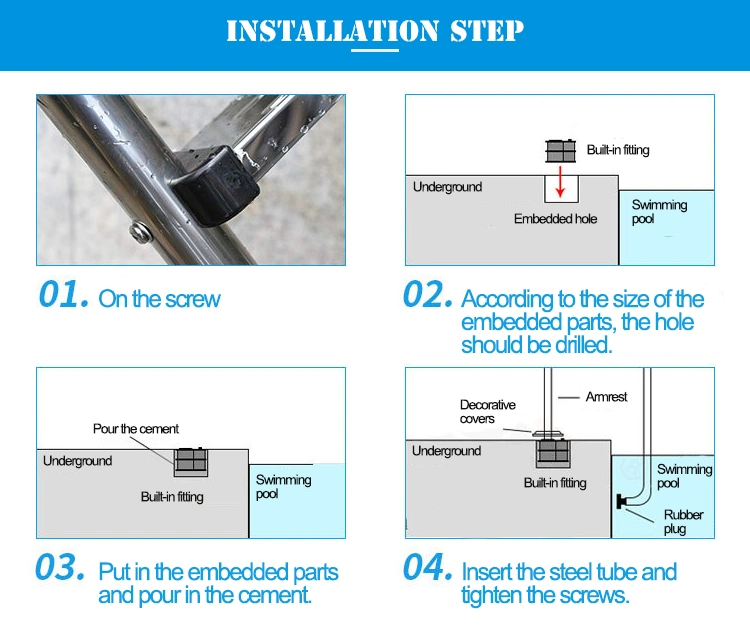 Anti-Slip 2/3/4/5 Steps Swimming Pool Use Stainless Steel Ladders